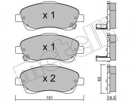 Гальмівні колодки, дискове гальмо (набір) Metelli 22-0450-0