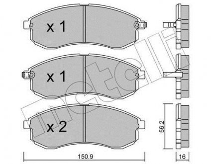 Комплект тормозных колодок, дисковый тормоз Metelli 22-0482-0 (фото 1)