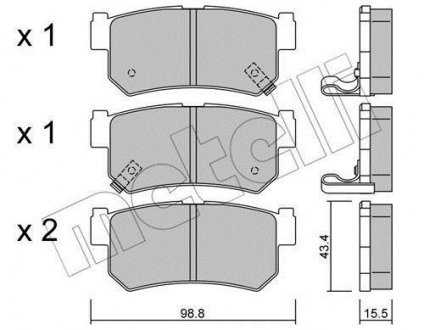 Комплект тормозных колодок, дисковый тормоз Metelli 22-0519-0