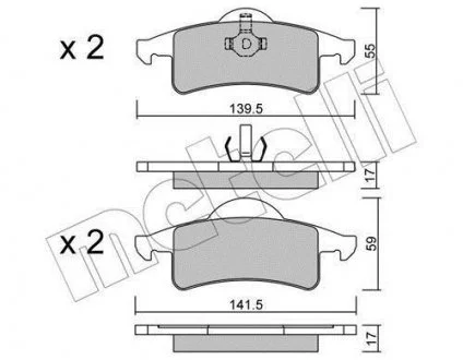 Гальмівні колодки, дискове гальмо (набір) Metelli 22-0526-0