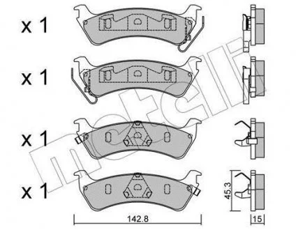 Гальмівні колодки, дискове гальмо (набір) Metelli 22-0527-0