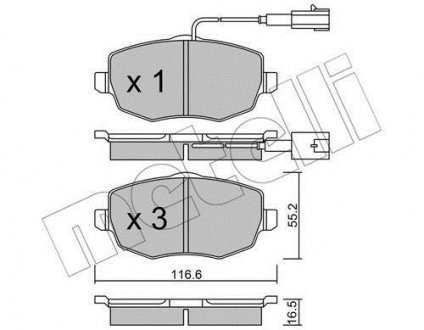 Комплект тормозных колодок, дисковый тормоз Metelli 2205281 (фото 1)