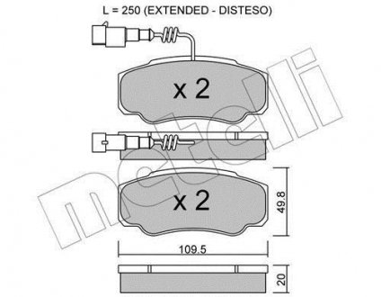 Комплект тормозных колодок, дисковый тормоз Metelli 2205321 (фото 1)