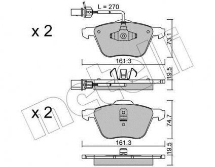 Комплект тормозных колодок, дисковый тормоз Metelli 2205510 (фото 1)