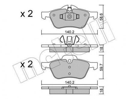 Комплект тормозных колодок, дисковый тормоз Metelli 2205550 (фото 1)