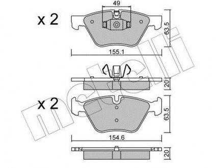 Комплект тормозных колодок, дисковый тормоз Metelli 22-0557-5 (фото 1)