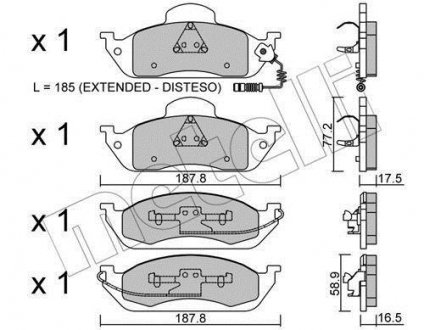 Комплект тормозных колодок, дисковый тормоз Metelli 22-0569-0 (фото 1)