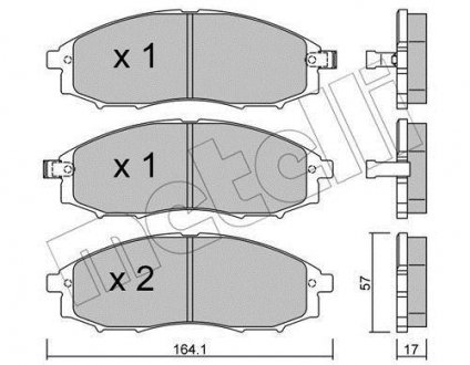 Комплект тормозных колодок, дисковый тормоз Metelli 2206110 (фото 1)
