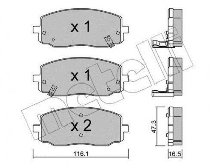 Комплект тормозных колодок, дисковый тормоз Metelli 2206290 (фото 1)