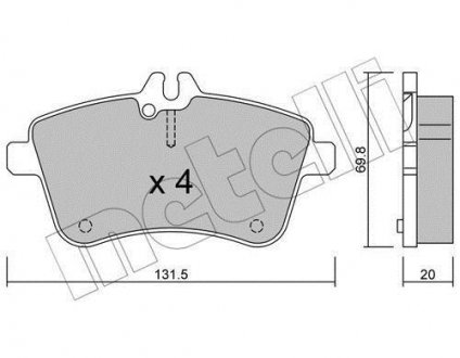 Комплект тормозных колодок, дисковый тормоз Metelli 22-0647-0