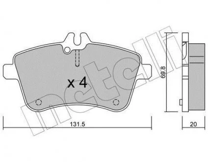 Гальмівні колодки, дискове гальмо (набір) Metelli 22-0647-0