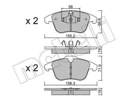 Комплект тормозных колодок, дисковый тормоз Metelli 2206754 (фото 1)