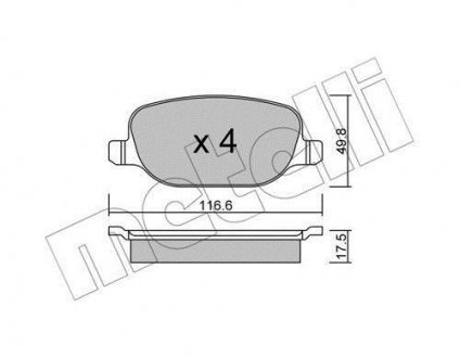 Комплект тормозных колодок, дисковый тормоз Metelli 22-0704-0 (фото 1)