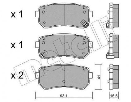 Комплект тормозных колодок, дисковый тормоз Metelli 22-0725-0