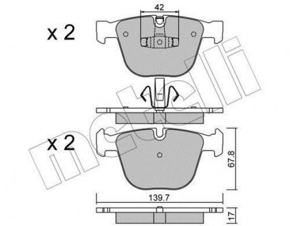 Комплект тормозных колодок, дисковый тормоз Metelli 22-0773-6 (фото 1)