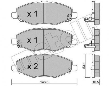 Комплект тормозных колодок, дисковый тормоз Metelli 22-0798-0 (фото 1)