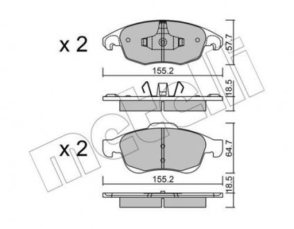 Комплект гальмівних колодок (дискових) Metelli 22-0800-0