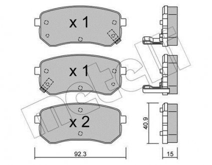 Комплект тормозных колодок, дисковый тормоз Metelli 2208150 (фото 1)