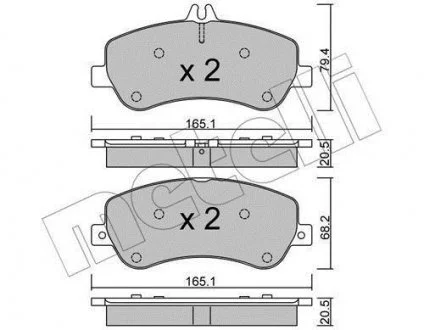 Гальмівні колодки, дискове гальмо (набір) Metelli 22-0825-0