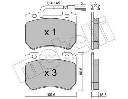 Комплект тормозных колодок, дисковый тормоз Metelli 22-0848-0 (фото 1)