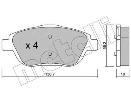 Комплект тормозных колодок, дисковый тормоз Metelli 2208520 (фото 1)