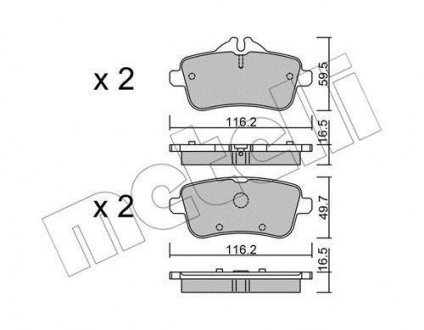 Комплект гальмівних колодок (дискових) Metelli 22-0968-3