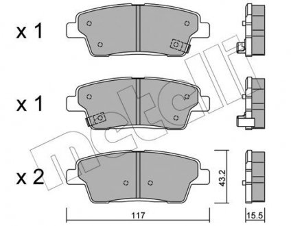 Колодки гальмівніHYUNDAI GENESIS 14- Metelli 22-1140-0