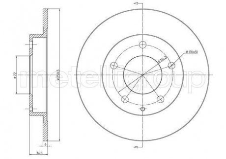 Тормозной диск Metelli 23-1741C (фото 1)