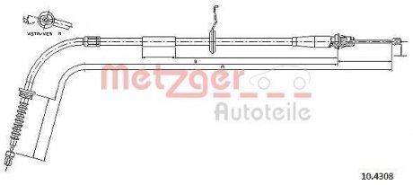 Трос, стояночная тормозная система METZGER 104308