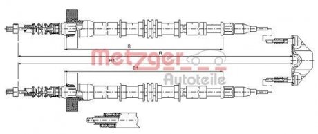 Трос ручного тормоза METZGER 11.5861