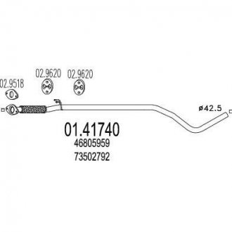 Труба вихлопного газу MTS 0141740