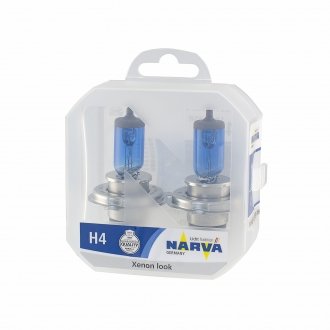 Лампа галлогенна TWIN SET H4 12v 60/55w RANGE POWER WHITE (вир-во) NARVA 48680S2