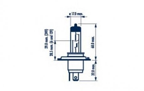 Лампа розжарювання H4 12V 60/55W P43t STANDARD blister 1шт (вир-во) NARVA 48881B1