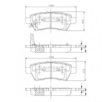 Комплект тормозных колодок, дисковый тормоз NIPPARTS J3611050 (фото 1)