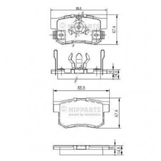 Комплект тормозных колодок, дисковый тормоз NIPPARTS J3614017