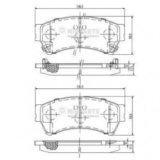 Гальмівні колодки, дискове гальмо (набір) NIPPARTS N3603071