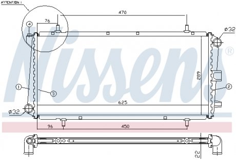 Радіатор, охолодження двигуна NISSENS 62785A