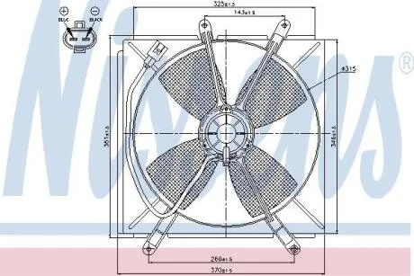 Вентилятор радіатора (з корпусом) TOYOTA RAV 4 I 2.0 06.94-06.00 NISSENS 85533