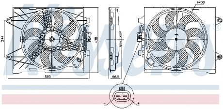 Вентилятор, охолодження двигуна fiat panda 0.9-1.3d 02.12- NISSENS 85922 (фото 1)
