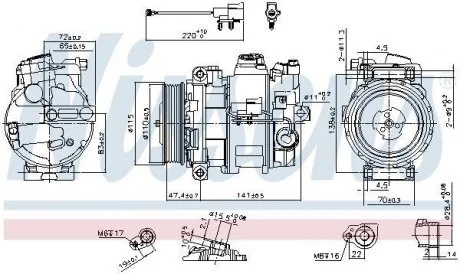 Компресор кондиціонера LAND ROVER DISCOVERY III, RANGE ROVER SPORT I 4.2/4.4 07.04-03.13 NISSENS 890306