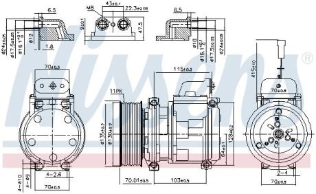 Компресор кондиціонера MERCEDES ACTROS, ACTROS MP2 / MP3, ATEGO, ATEGO 2, AXOR, AXOR 2, CITARO (O 530), CONECTO (O 345), ECONIC, INTEGRO (O 550), TRAVEGO (O 580), ZETROS 04.96- NISSENS 890331 (фото 1)
