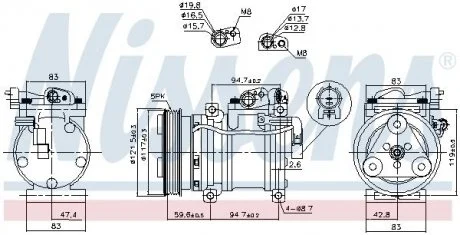 Компресор кондиціонера KIA PICANTO II 1.0/1.0LPG/1.2 05.11-03.17 NISSENS 890688