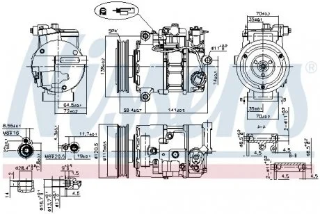 Компресор кондиціонера MERCEDES B SPORTS TOURER (W246, W242) 1.6 11.11-12.18 NISSENS 890764 (фото 1)