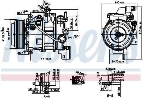 Компресор кондиціонера DCS17EC, діаметр шківа 114мм, 12В INFINITI EX, QX50 I 3.5/3.7 10.08- NISSENS 890880