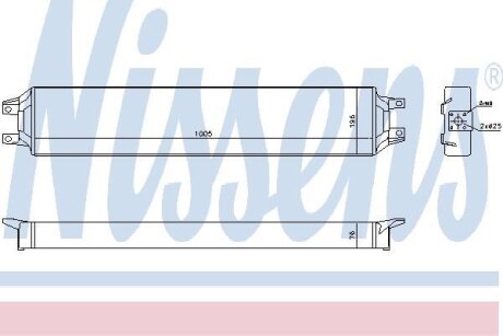 Масляний радіатор (196x76x1005мм, кількість ребер: 16, привод вентилятора) MERCEDES CITARO (O 530), CONECTO (O 345) OM457.934-OM457.975 01.98- NISSENS 90731