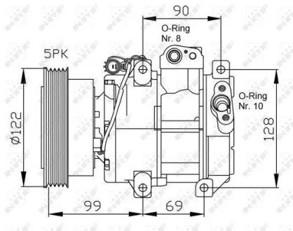 Компресор кондиціонера KIA CARENS III, CERATO I, RIO II 1.5D/1.6D 03.05-03.13 NRF 32442G