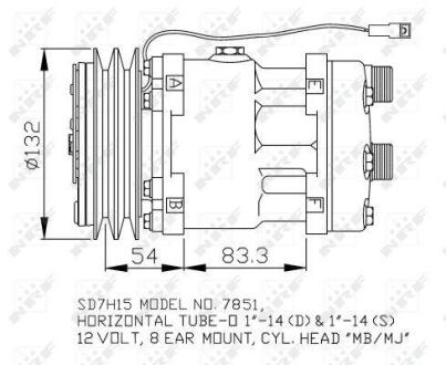 Компресор кондиціонера DEUTZ FAHR AGROPLUS 01.96- NRF 32757