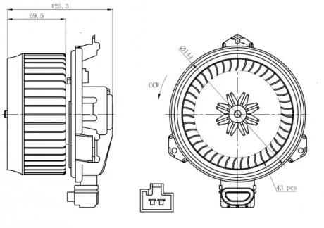 Вентилятор салону DAIHATSU CHARADE VIII SUBARU TREZIA TOYOTA URBAN CRUISER, VERSO S, YARIS, YARIS / VIOS 1.0-1.8 08.05- NRF 34268