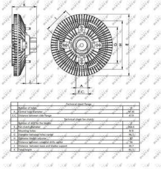 Віскомуфта вентилятора охолодження CASE IH FARMALL, MAXXUM, MXM, MXU, CASE-STEYR 4000, 6000, NEW HOLLAND 5000, 6000, 7000, 8000, TM, TS 675TA/FA-NEF6(F4GE0684C) NRF 49403