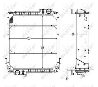 Радіатор двигуна (з рамою) MASSEY FERGUSON 5460, 5465, 5470, 6460, 6465, 6470, 6475, 6480, 7465, 7475, 7480 NRF 54071